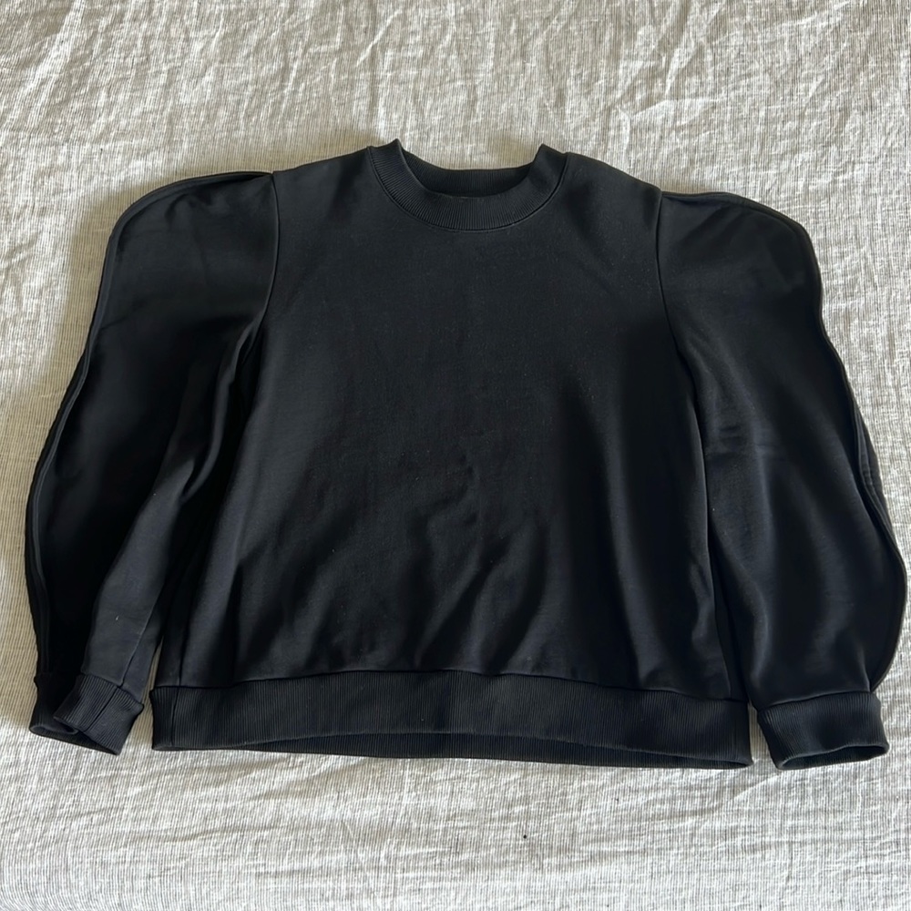 Tibi black scallop sleeve sweatshirt